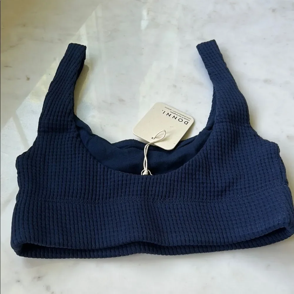 DONNI. Deep Blue Ribbed‎ Bralette NEW XXS